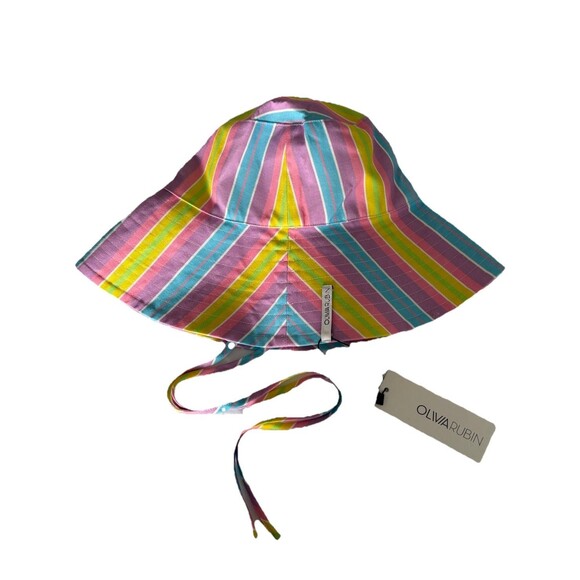 OLIVIA RUBIN Zanna Bucket Hat Bright Candy Stripe NWT One Size Cotton - Picture 2 of 11